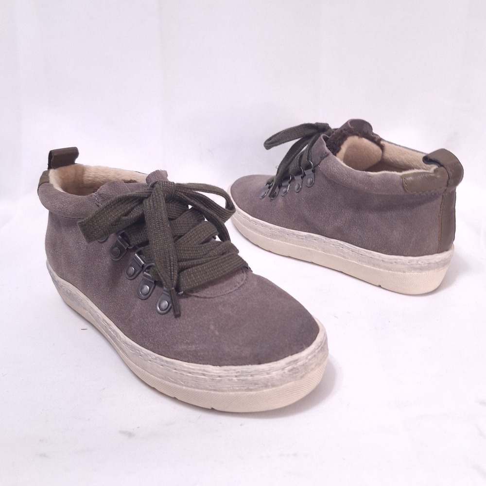 OTBT Green Lake Flatform Suede Shoe Women‎ 6.5M Fleece Lined Taupe Olive Casual
